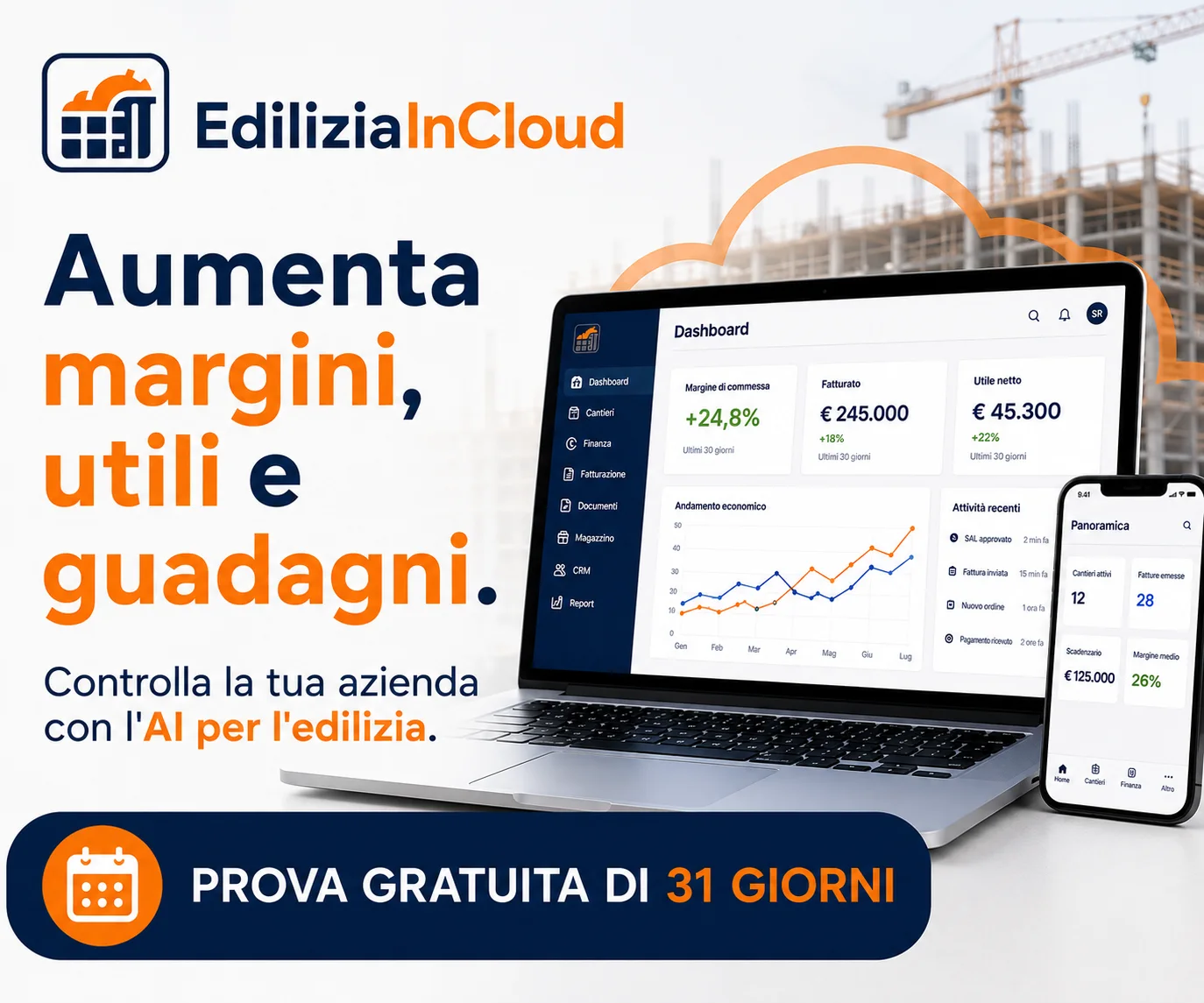 Edilizia in Cloud — il gestionale con AI per le imprese edili. Prova gratuita di 31 giorni